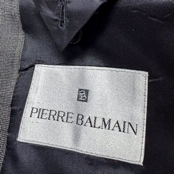 Vintage Pierre Balmain Blazer 44L Gray Suit Jacket Business Casual Modern Office - Picture 7 of 16